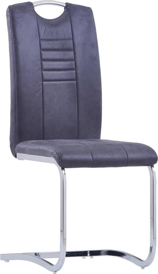 VidaXL Eetkamerstoelen Kunstsuède 4 stuks Grijs Eetkamerstoelen Kunstleder Grijze Eetkamerstoelen Design Meubels Kantoormeubilair Dining Chairs Lounge Chair Salontafel Interieurdecoratie Woondecoratie