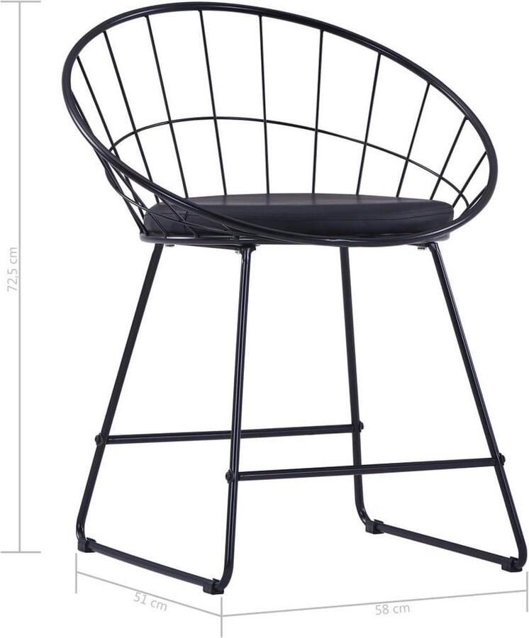 VidaXL Eetkamerstoelen Kunstleer 6 stuks Zwart Eetkamerstoelen Zwarte Eetkamerstoelen Metalen Eetkamerstoelen Kunstlederen Eetkamerstoelen Gepoedercoated Staal - Foto 3