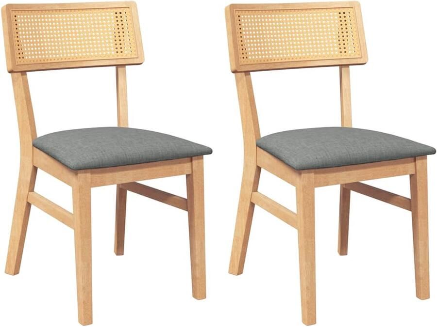 VidaXL Eetkamerstoelen met kussens 2 st massief hout rubber