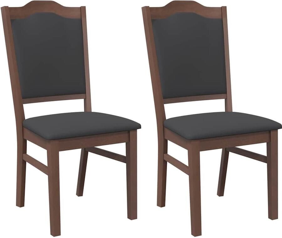 VidaXL Eetkamerstoelen met kussens 2 stuks bruin massief hout rubber