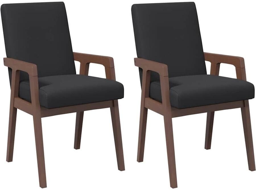 VidaXL Eetkamerstoelen met kussens 2 stuks bruin massief hout rubber