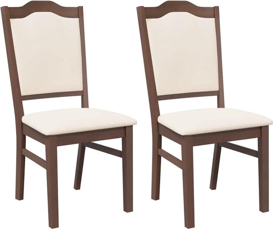 VidaXL Eetkamerstoelen met kussens 2 stuks bruin massief hout rubber