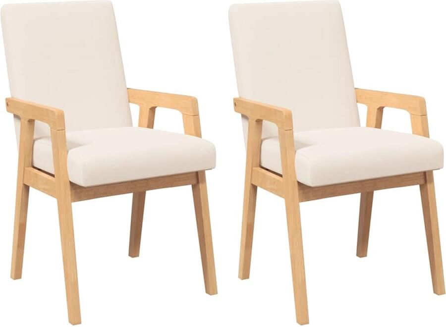 VidaXL Eetkamerstoelen met kussens 2 stuks massief hout rubber