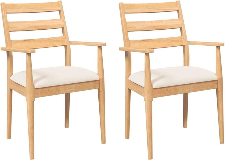 VidaXL Eetkamerstoelen met kussens 2 stuks massief hout rubber