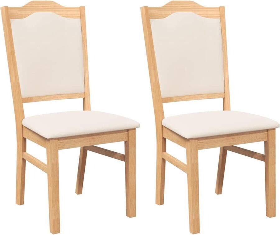 VidaXL Eetkamerstoelen met kussens 2 stuks massief hout rubber