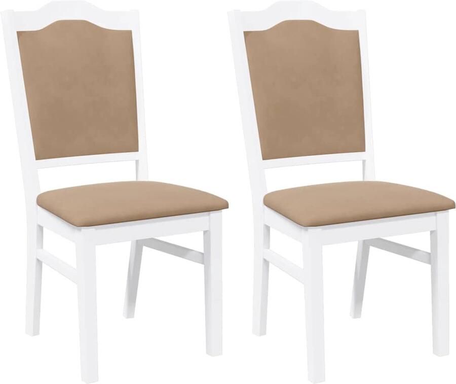 VidaXL Eetkamerstoelen met kussens 2 stuks wit massief hout rubber