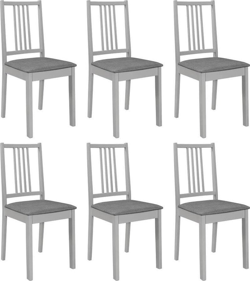 Vida XL vidaXL Eetkamerstoelen met kussens 6 st massief hout grijs -VXL-276407