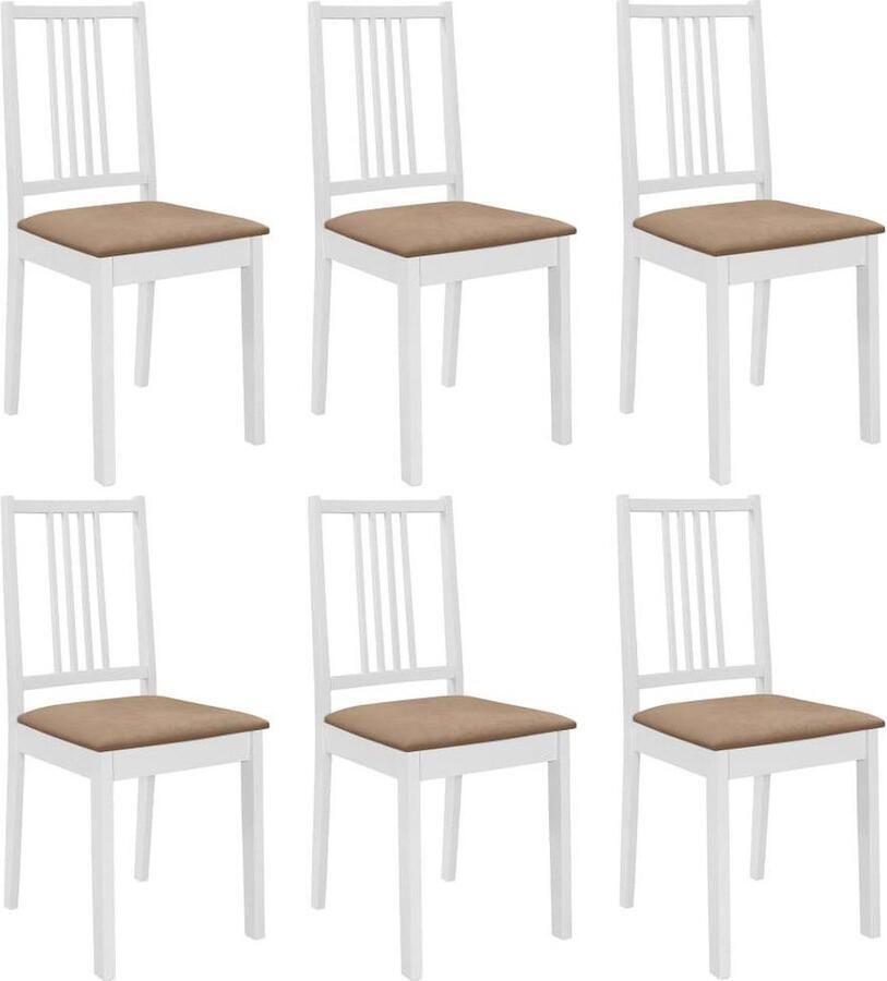 Vida XL vidaXL Eetkamerstoelen met kussens 6 st massief hout wit -VXL-276405
