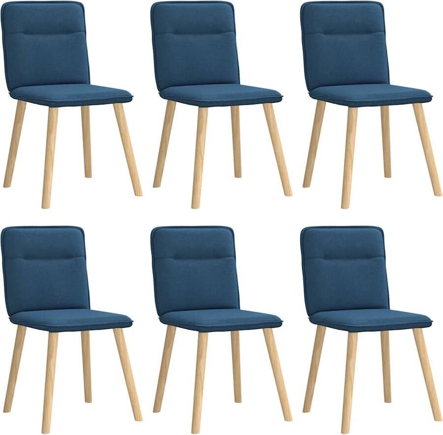 VidaXL Eetkamerstoelen Set 6 Stof Blauw