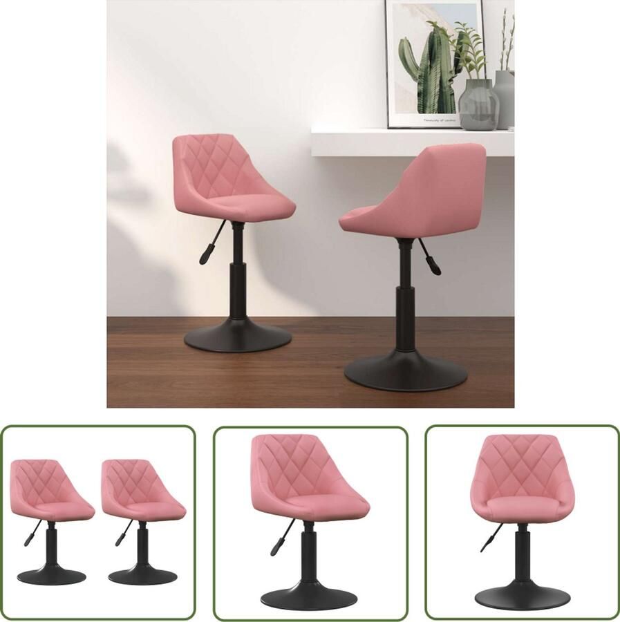 The Living Store Eetkamerstoelen draaibaar 2 st fluweel roze Draaibare Eetkamerstoel Eetkamerstoelen Set Fluweel Stoel Moderne Eetkamerstoel Roze Eetkamerstoel