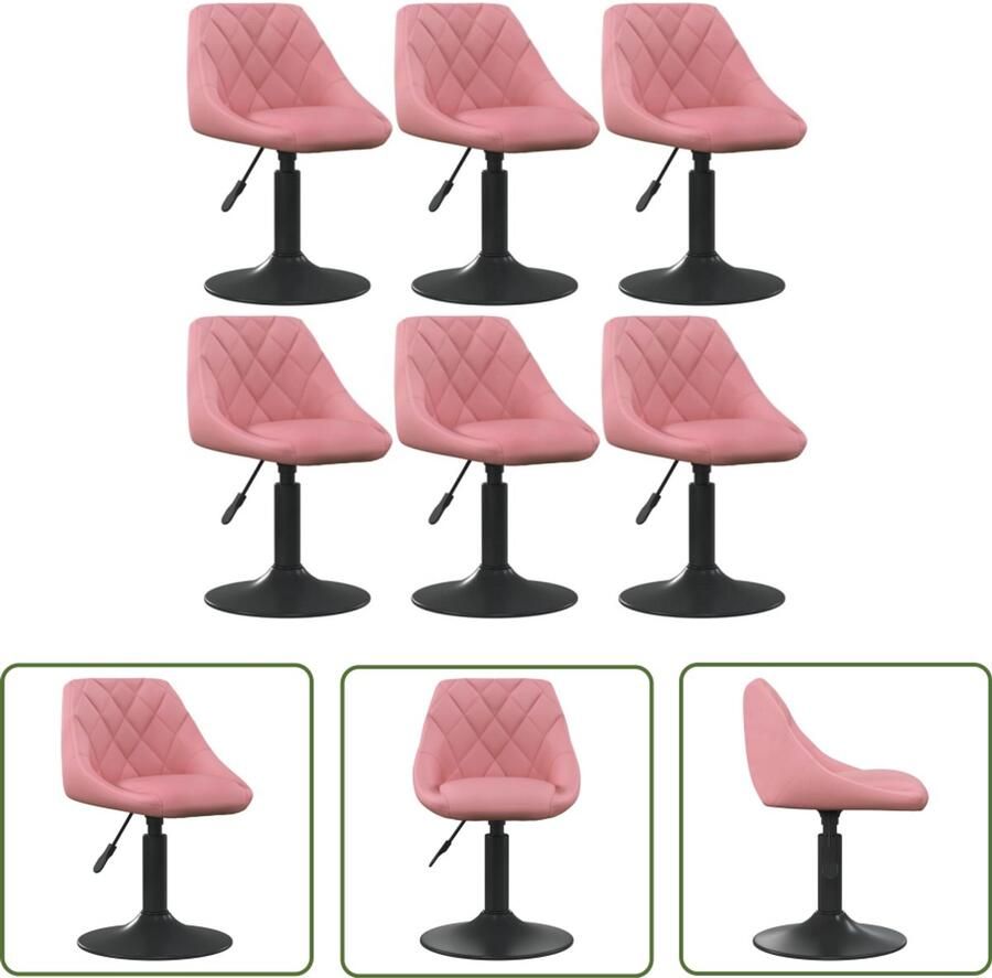 The Living Store Eetkamerstoelen draaibaar 6 st fluweel roze Draaibare Eetkamerstoel Eetkamerstoelen Set Fluweel Eetkamerstoel Roze Eetkamerstoel Design Eetkamerstoel
