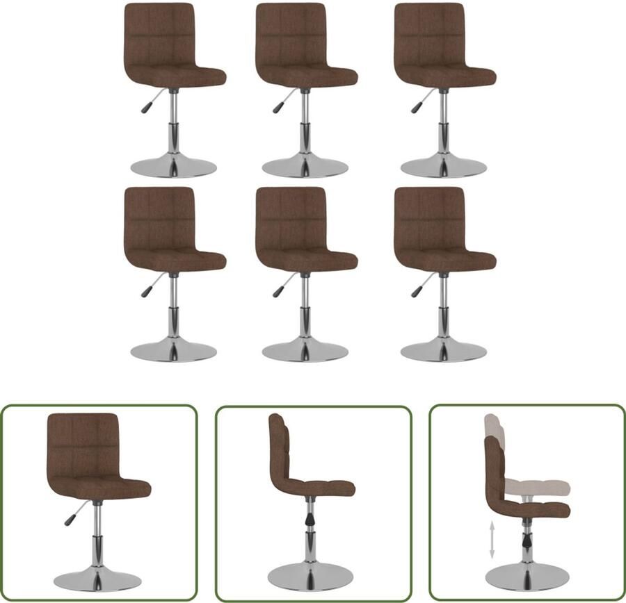 The Living Store Eetkamerstoelen draaibaar 6 st stof bruin Draaibare Eetkamerstoelen Set Bruine Eetkamerstoelen Design Eetkamerstoelen Comfortabele Eetkamerstoelen