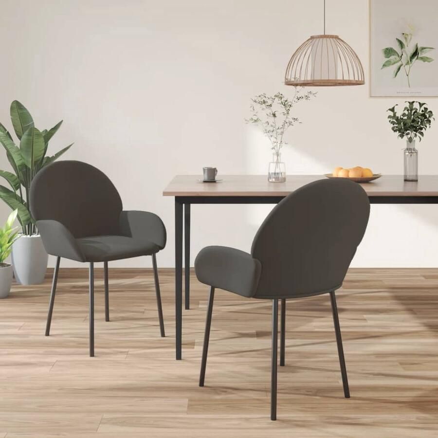 VidaXL Eetkamerstoelen Set van 2 Fluweel Donkergrijs Eetkamerstoel Velvet Stoffen Meubilair Donkere Fauteuils Luxe Eetkamerstoelen Comfortabele Stoelen Ergonomische Stoelen - Foto 2