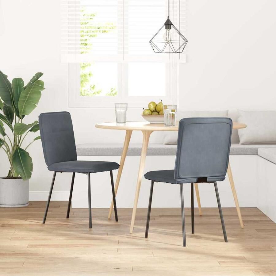 VidaXL Eetkamerstoelen Set van 2 Fluweel Donkergrijs Eettafelstoel Eetkamerstoel Velours Stoel Donkere Stoel Luxe Stoel