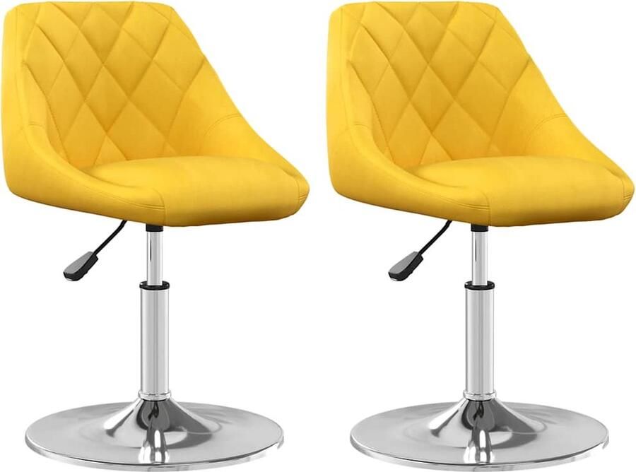 The Living Store Eetkamerstoelen draaibaar 2 st fluweel mosterdgeel Draaibare Eetkamerstoel Eetkamerstoelen Fluweel Stoel Mosterdgeel Meubels Design Stoel - Foto 2