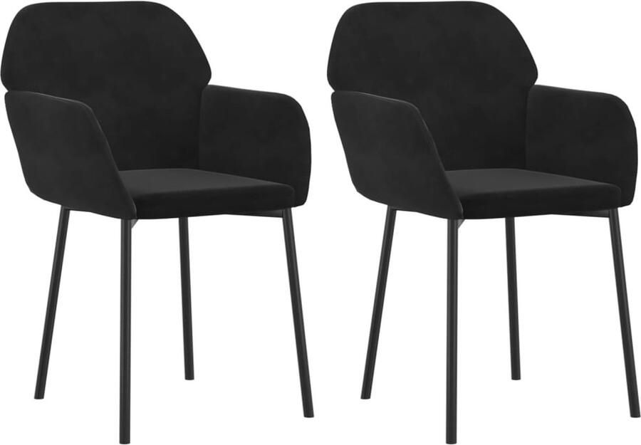 VidaXL Eetkamerstoelen Set van 2 Fluweel Zwart Eetkamerstoel Velvet Stoel Zwarte Eetkamerstoel Luxe Eetkamerstoel Ergonomische Eetkamerstoel