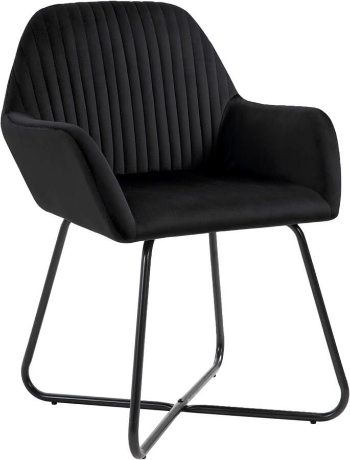 VidaXL Eetkamerstoelen Set van 2 Fluweel Zwart Eetkamerstoelen Zwarte Stoelen Velvet Stoelen Design Meubels Luxe Stoelen Comfortabele Stoelen Dining Chairs