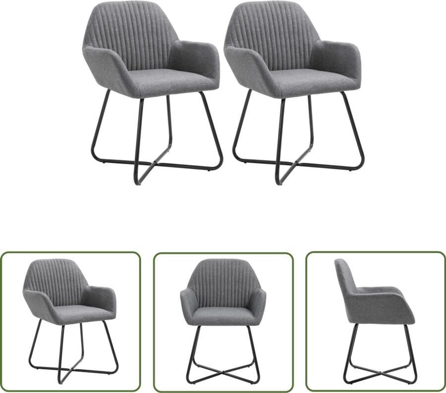 VidaXL Eetkamerstoelen Set van 2 Stof Donkergrijs Eetkamerstoelen Donker Grijs Velours Design Meubels Stoffen Stoelen Comfortabele Stoelen Eetkamersets