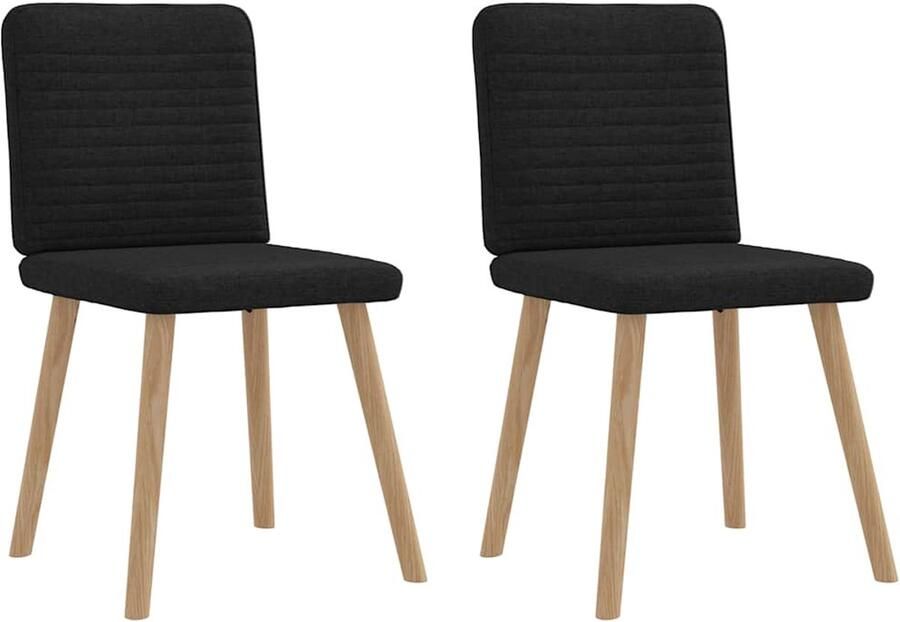 VidaXL Eetkamerstoelen Set van 2 Stof Zwart Eettafelstoel Eetkamerstoel Zwarte Stoel Comfortabele Stoel Design Stoel