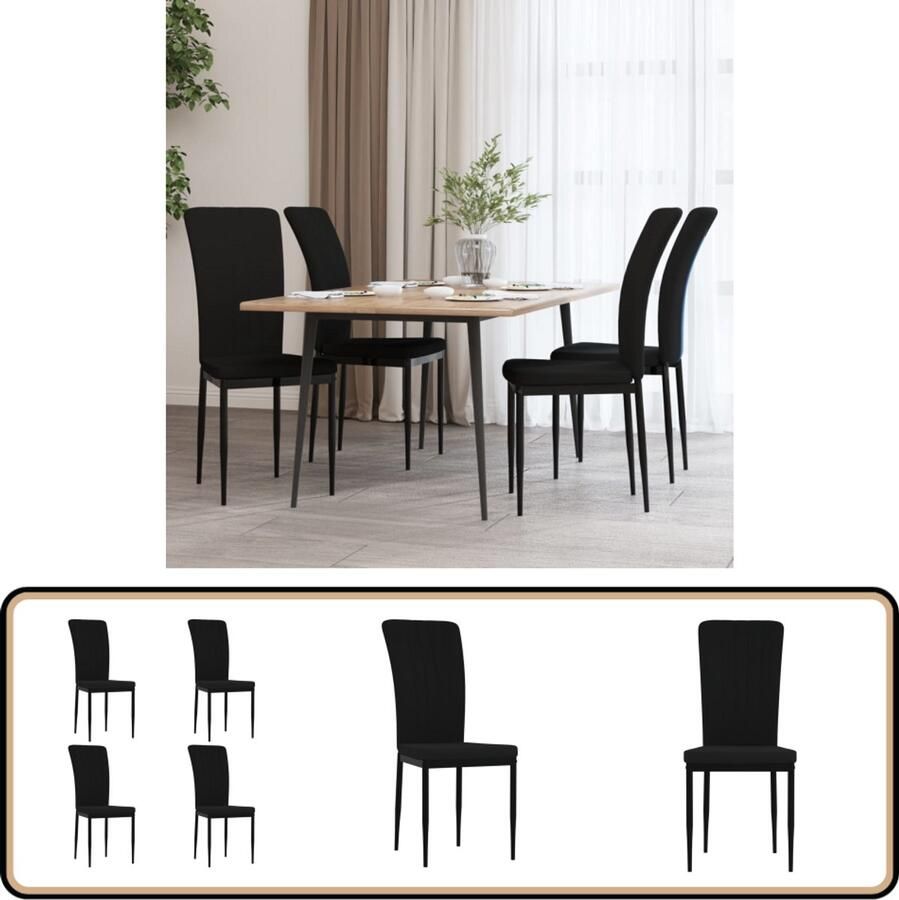 VidaXL Eetkamerstoelen Set van 4 Fluweel Zwart Eetkamerstoel Velvet Fauteuil Zwarte Stoel Comfortabele Stoel Salontafel Dining Chair