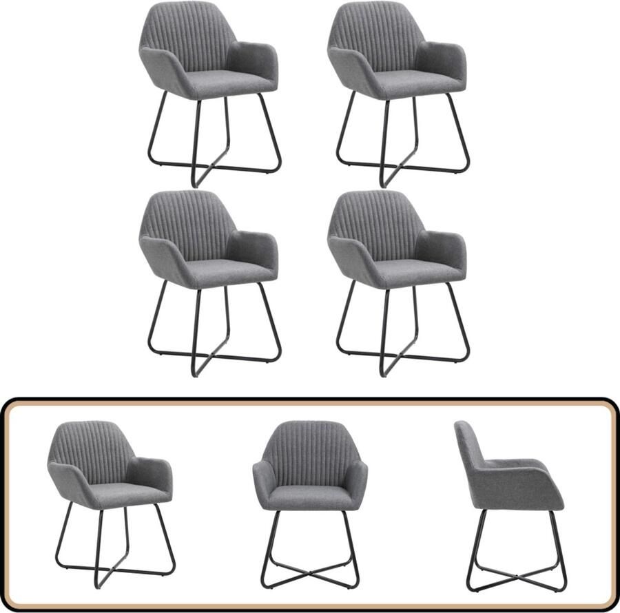 VidaXL -Eetkamerstoelen-4-st-stof-donkergrijs - Foto 2