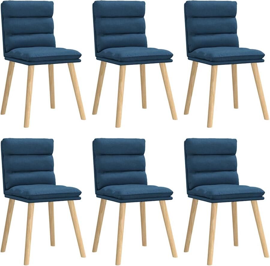 VidaXL Eetkamerstoelen Set van 6 Blauw Stof Eettafelstoel Eetkamerstoel Blauwe Stoel Moderne Stoel Comfortabele Stoel - Foto 2