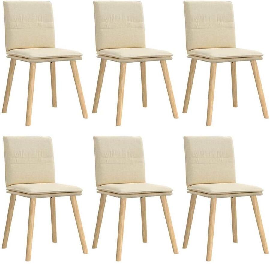 VidaXL Eetkamerstoelen Set van 6 crèmekleurig Eettafelstoel Eetkamerstoel Comfortabele Stoel Luxe Stoel Creme Kleur