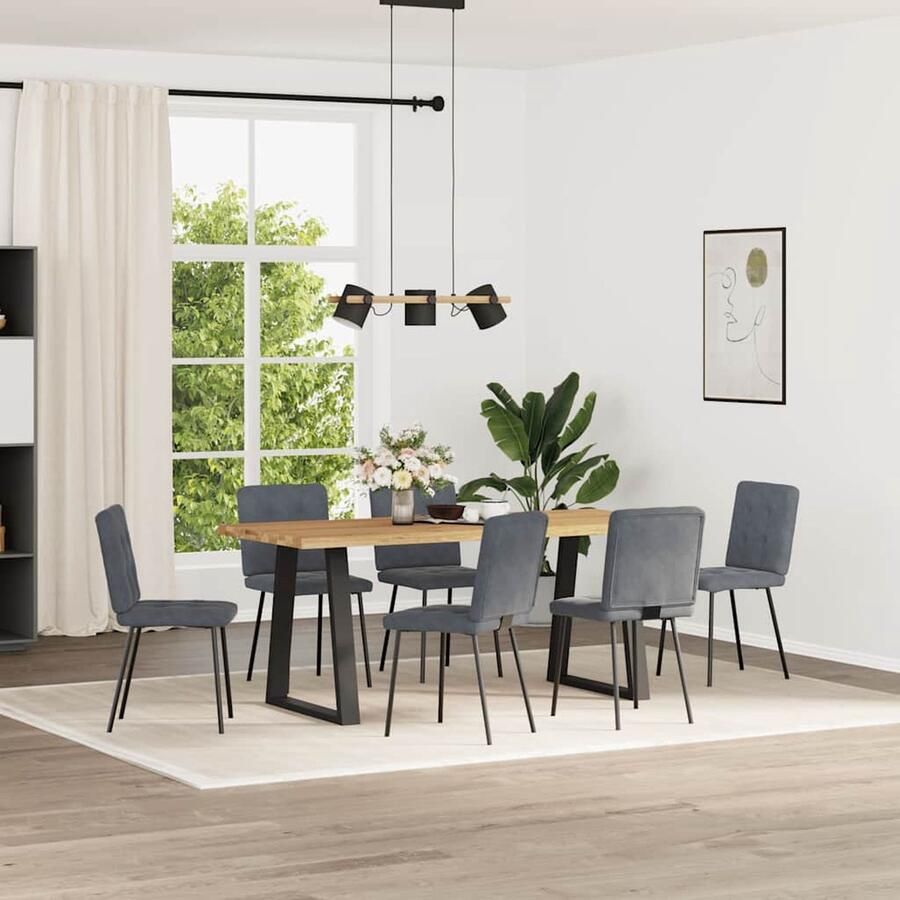 VidaXL Eetkamerstoelen Set van 6 Fluweel Donkergrijs Eetzitcomfort Eetkamerstoel Velvet Stoel Donkere Meubels Modern Interieur