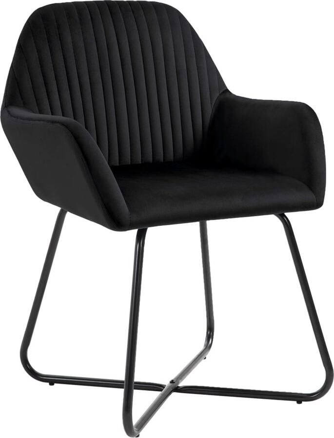 VidaXL Eetkamerstoelen Set van 6 Fluweel Zwart Eetkamerstoelen Zwarte Eetkamerstoelen Fluweel Eetkamerstoelen Design Eetkamerstoelen Comfortabele Eetkamerstoelen Stabiele Eetkamerstoelen