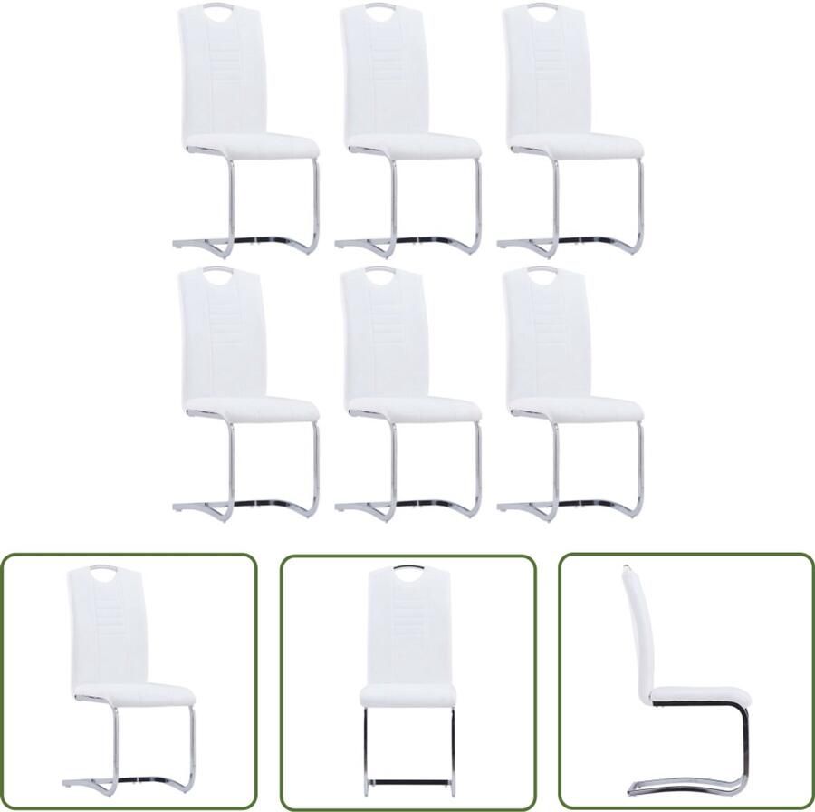 VidaXL Eetkamerstoelen Set van 6 Kunstleer Wit Eetkamerstoelen Keukenstoelen Witte Stoelen Kunstleder Meubels Moderne Stoelen Comfortabele Stoelen Zwevende Stoelen