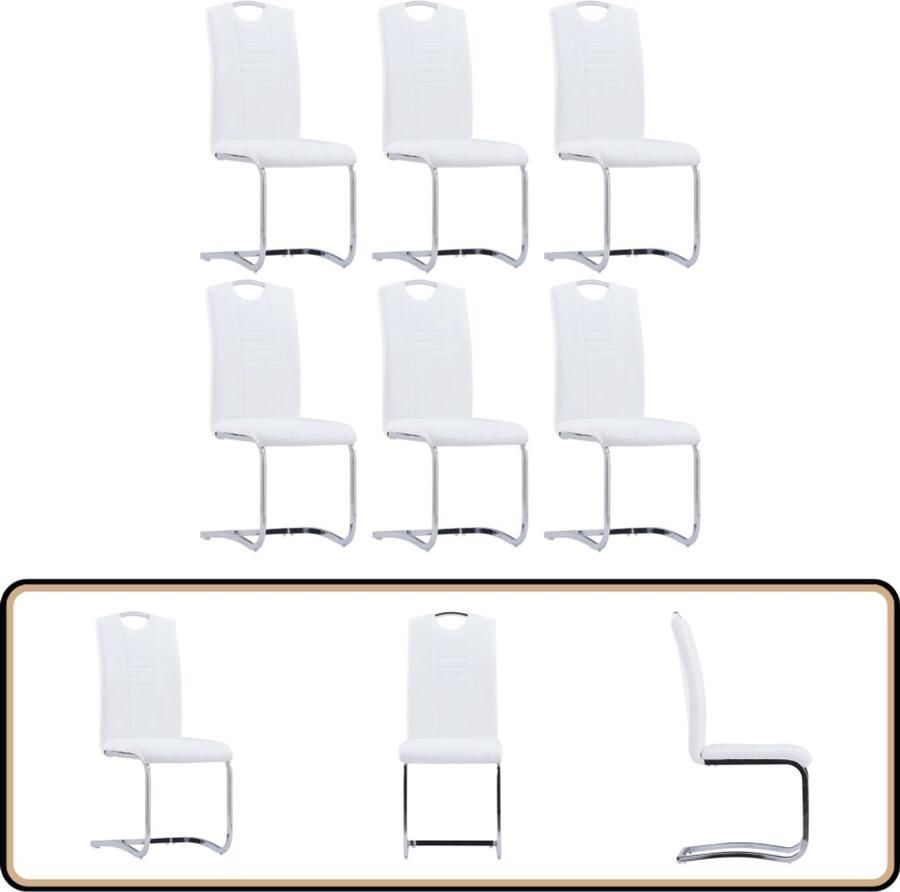 VidaXL Eetkamerstoelen Set van 6 Kunstleer Wit Eetkamerstoelen Keukenstoelen Witte Stoelen Kunstleder Meubels Moderne Stoelen Comfortabele Stoelen Zwevende Stoelen - Foto 2