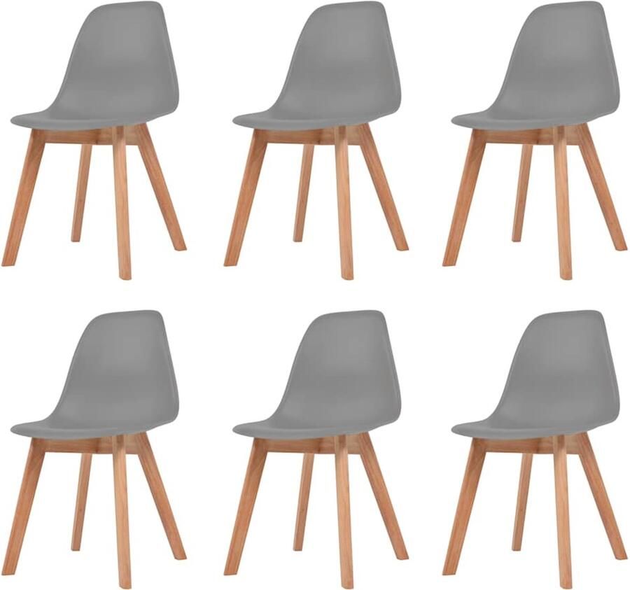 VidaXL Eetkamerstoelen Set van 6 Kunststof Grijs Eettafel Stoelen Eetkamerstoelen Set Grijze Stoelen Kunststof Stoelen Comfortabele Stoelen Moderne Stoelen Stijlvolle Stoelen Budgetvriendelijke Stoelen