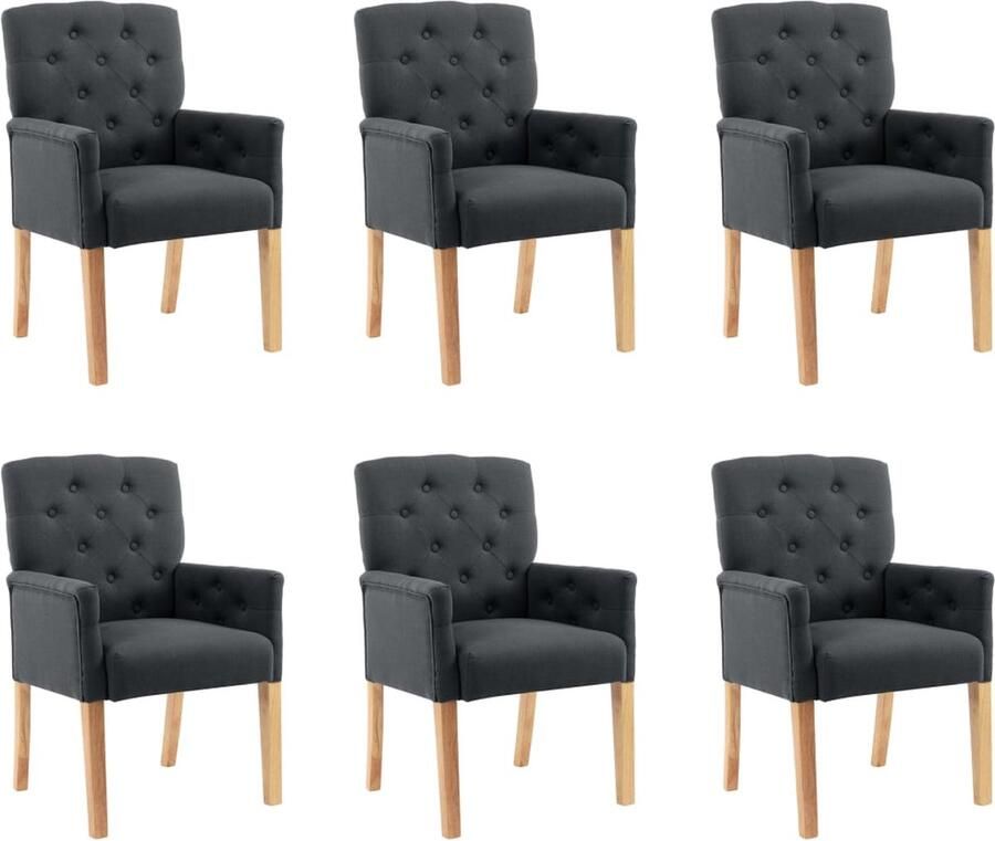 VidaXL Eetkamerstoelen Set van 6 Stof Grijs Eetkamerstoelen Salontafels Dining Chairs Lounge Furniture Meubilair Woonkamermeubelen Stoffen Stoelen Grijze Stoelen - Foto 2