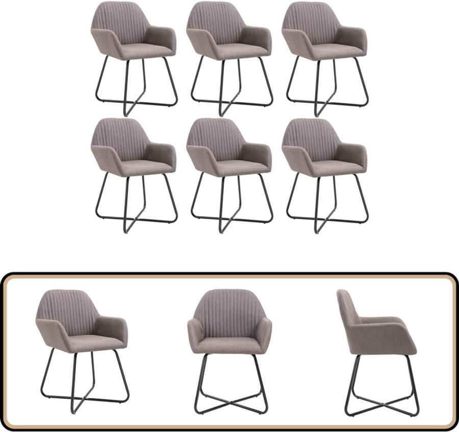 VidaXL Eetkamerstoelen Set van 6 Stof Taupe Eetkamerstoelen Stof Stoelen Taupe Meubels Design Stoelen Comfortabele Stoelen