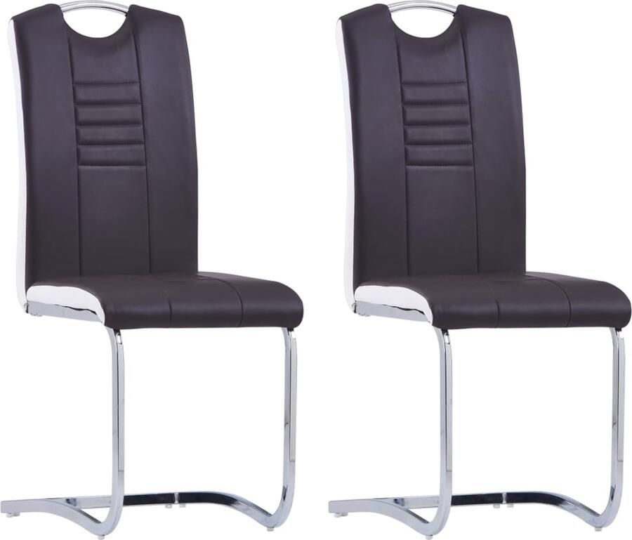 The Living Store Eetkamerstoelen Zwevend 42 x 52 x 100 cm Ken- Bruin Draagvermogen- 110 kg Zwevende Eetkamerstoelen Set Bruine Eetkamerstoelen Kunstleder Eetkamerstoelen Moderne Eetkamerstoelen