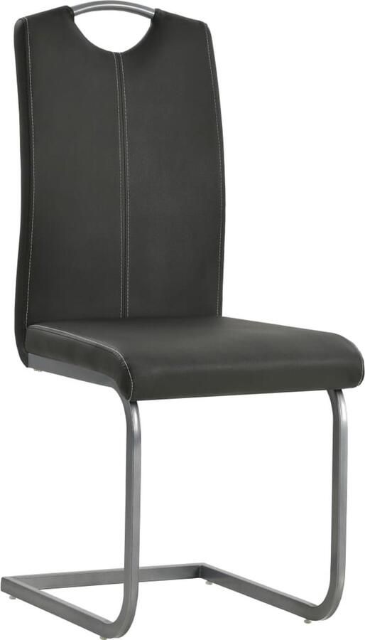 The Living Store Zwevende Eetkamerstoelenset Grijs 43 x 55 x 100 cm Schuim gevuld leer Zwevende Eetkamerstoelen Set Kunstleder Meubels Design Stoelen Moderne Eetkamerstoelen