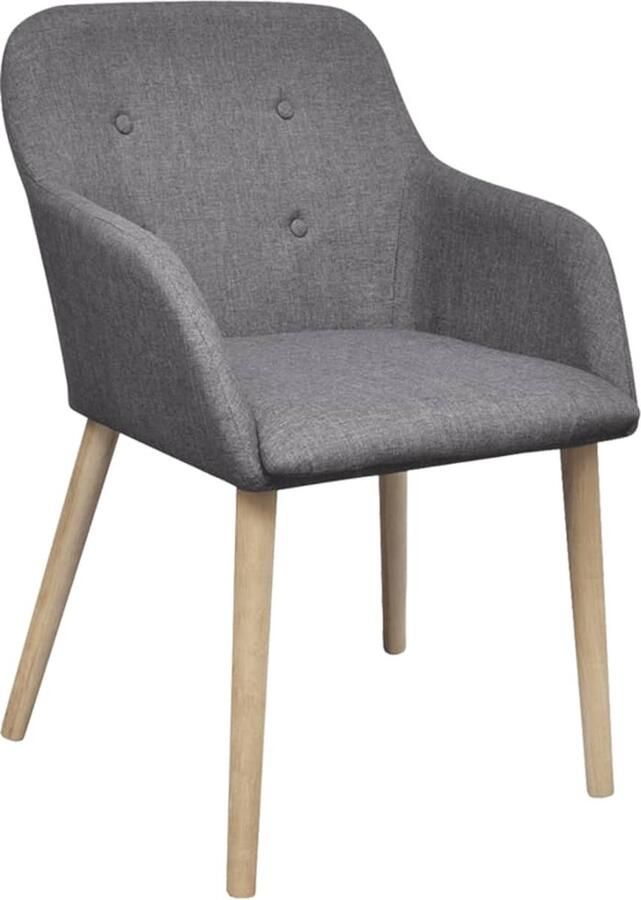 VidaXL Eetkamerstoelen Stof & Eikenhout 4 stuks Eetkamerstoelen Donkergrijs Velours Design Meubels Moderne Stoelen Comfort Dining Chairs Living Room Furniture