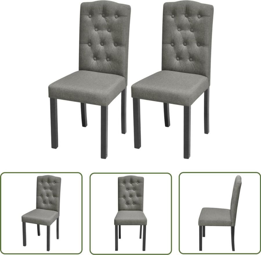 VidaXL Eetkamerstoelen Stof Grijs Set van 2 Keukenstoelen Eetkamerstoelen Grijze Stoelen Moderne Stoelen Stijlvolle Stoelen Comfortabele Stoelen Design Meubels Set Van Twee Stoelen Hout Frames Stoffen Stoelen