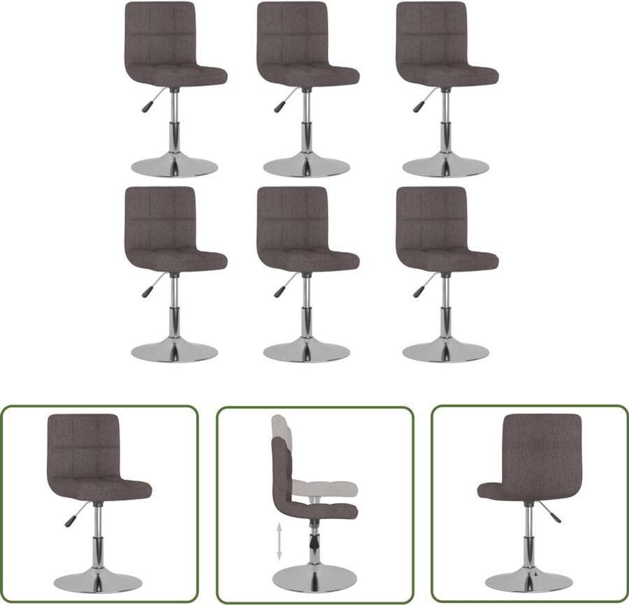 The Living Store Eetkamerstoelen draaibaar 6 st stof taupe Draaibare Eetkamerstoelen Taupe Moderne Eetkamerstoelen Comfortabele Eetkamerstoelen Set