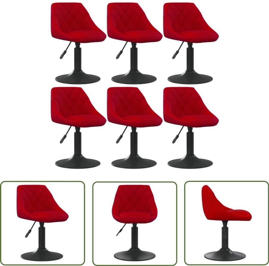 The Living Store Eetkamerstoelen draaibaar 6 st fluweel wijnrood Draaibare Eetkamerstoelen Velours Rode Eetkamerstoelen Moderne Eetkamerstoelen Design Stoelen