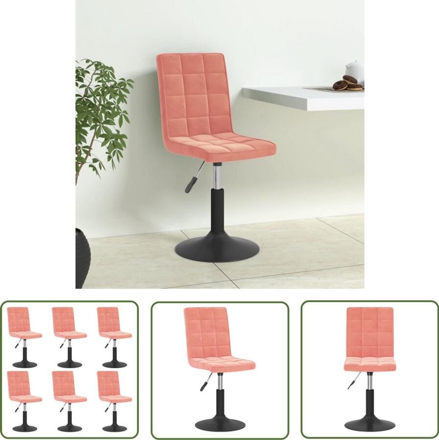 The Living Store Eetkamerstoelen draaibaar 6 st fluweel roze Draaibare Eetkamerstoel Eetkamerstoelen Velvet Fluweel Eetkamerstoelen Roze Eetkamerstoelen Lounge Stoel