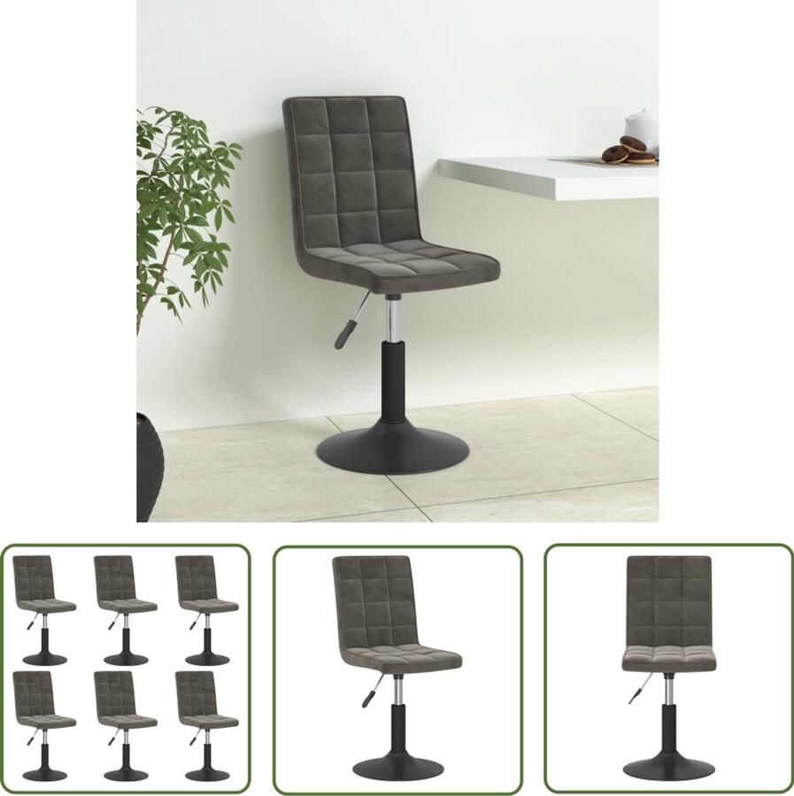 The Living Store Eetkamerstoelen draaibaar 6 st fluweel donkergrijs Draaibare Eetkamerstoel Eetkamerstoelen Velvet Donkere Eetkamerstoelen Moderne Eetkamerstoelen Design Eetkamerstoelen