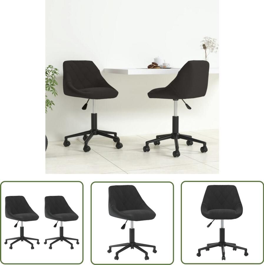 The Living Store Eetkamerstoelen draaibaar 2 st fluweel zwart Draaibare Eetkamerstoel Eetkamerstoelen Zwart Velvet Stoel Zwarte Eetkamerstoel Fluweel Meubels