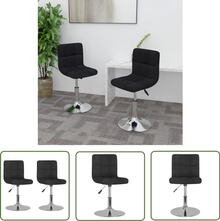 VidaXL Draaibare Eetkamerstoelen Set van 2 Zwart Draaistoelen Eetkamerstoelen Zwarte Stoffen Stoelen Eetkamer Meubels Modern Design