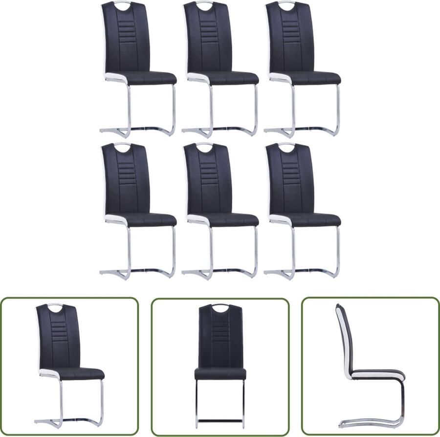 The Living Store Zwevende Eetkamerstoelenset Zwart 42 x 52 x 100 cm Duurzaam kunstleer Zwevende Eetkamerstoelen Zwart Kunstleder Meubels Eetkamersets Salontafels - Foto 2