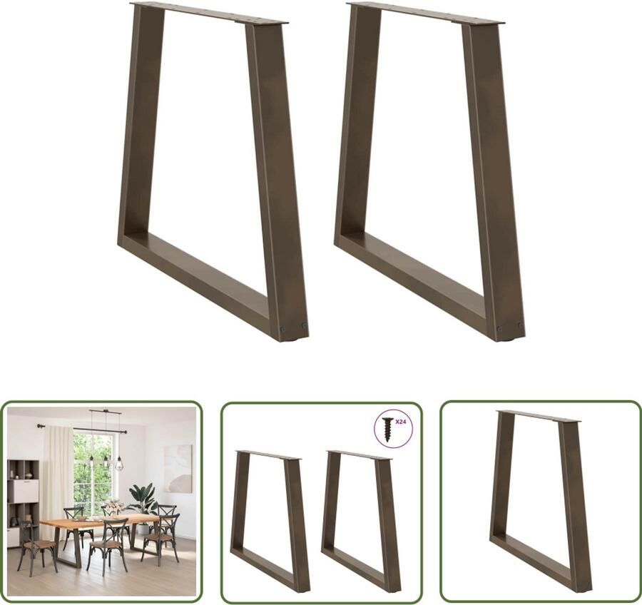 The Living Store Eettafelpoten 2 st V-vormig 70x(72-73 3) cm staal naturel Eetkamerstoel Eetkamertafel Salontafel Onderstel Metalen Tafelpoten