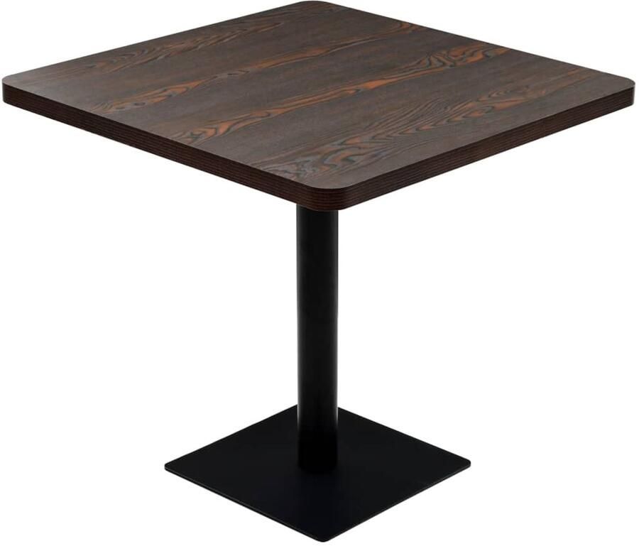VidaXL Bistrotafel vierkant 80x80x75 cm MDF en staal donker essenkleur Eetkamertafel Eetkamertafels Eettafel Eettafels