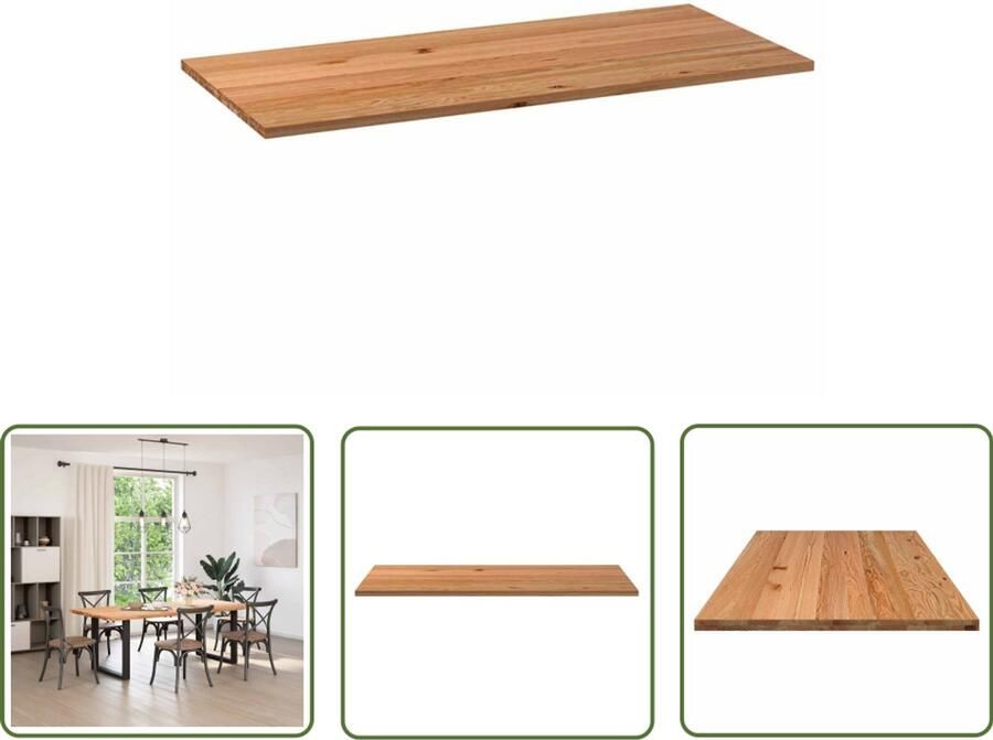 The Living Store Tafelblad rechthoekig 220x100x4 cm massief eikenhout lichtbruin Eikenhouten Tafelblad Eetkamertafel Salontafel Rechte Tafel Grote Tafel