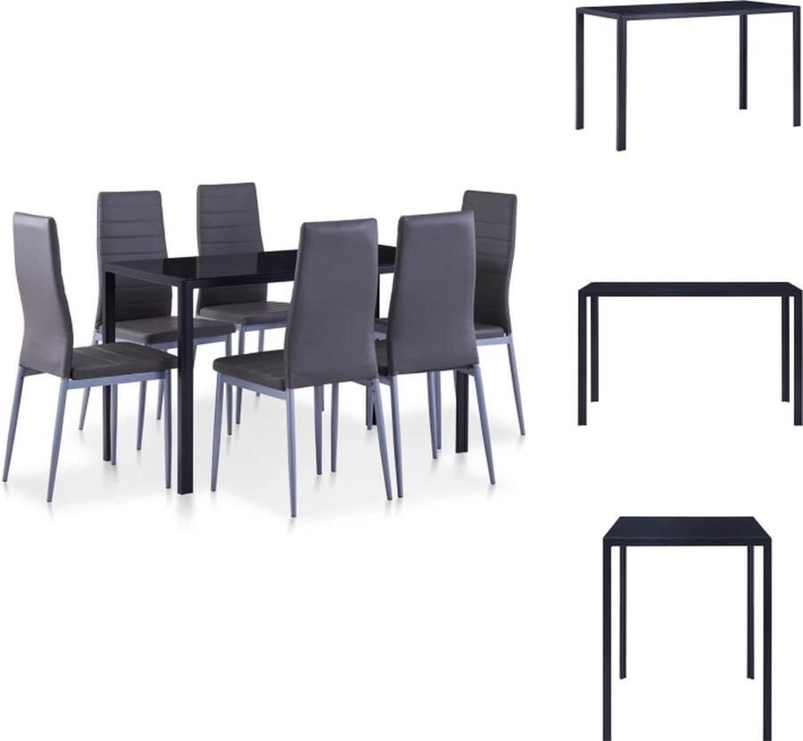 VidaXL Eetkamertafel En Eetkamerstoel Eetkamertafels En Eetkamerstoelen Eetkamer Set Eetkamer Sets 7-delige Eethoek grijs - Foto 2