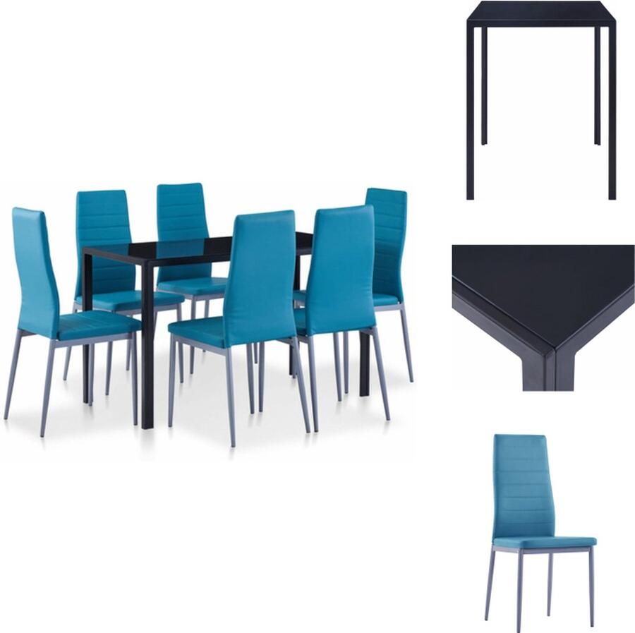 VidaXL Eetkamertafel En Eetkamerstoel Eetkamertafels En Eetkamerstoelen Eetkamer Set Eetkamer Sets 7-delige Eethoek blauw
